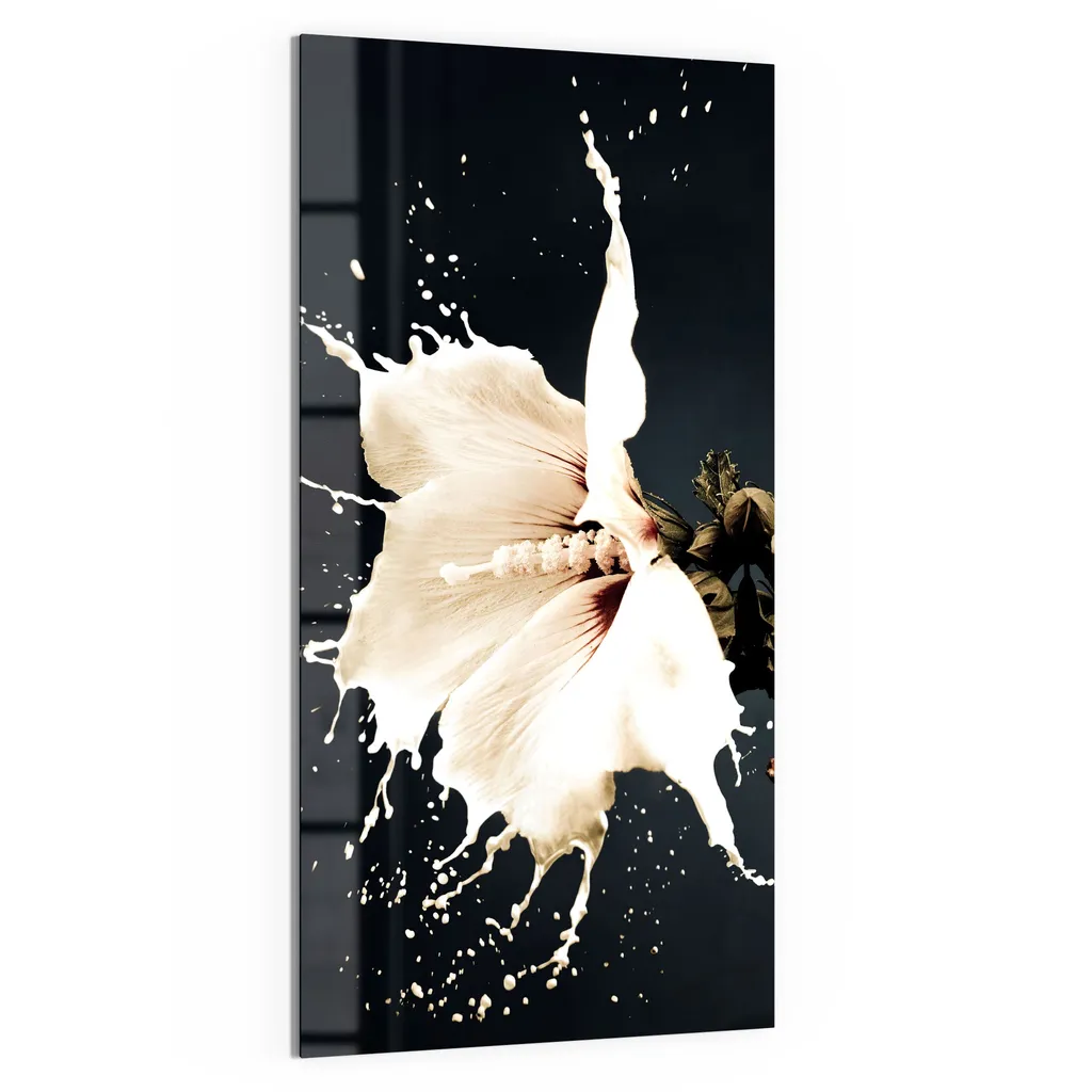 DEQORI Magnettafel Glas 50x100 cm 'Milchige Blüte' beschreibbar Whiteboard